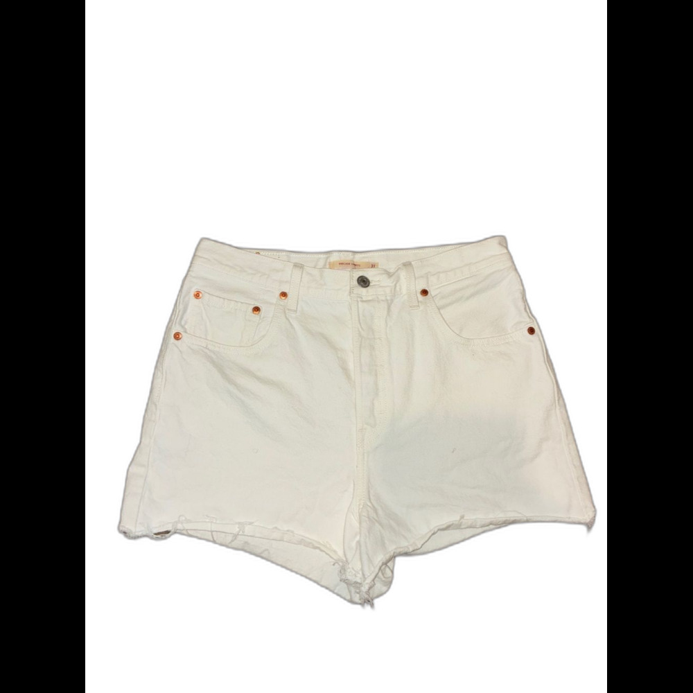 Levi's Premium Ribcage Shorts Size 31 White Cutoff High Rise